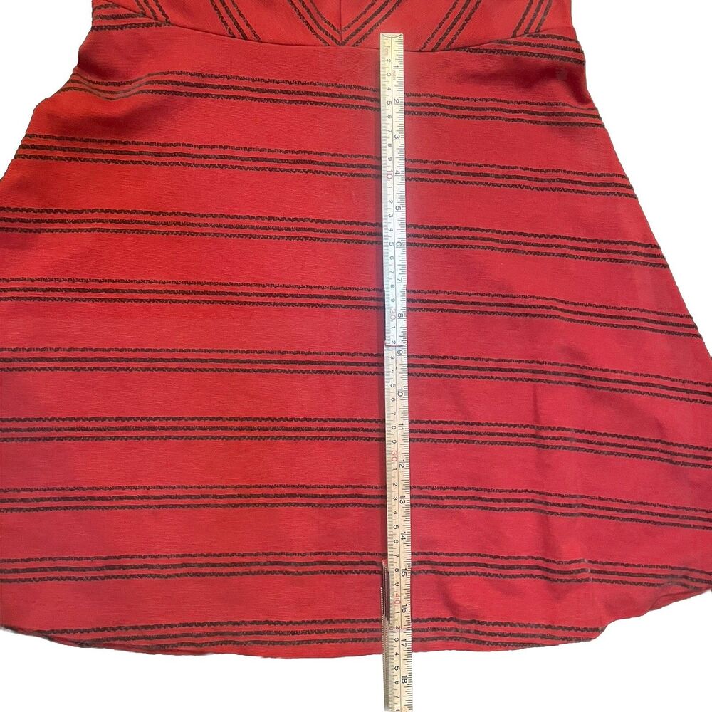 Free People Striped Up Skater Dress Red Rust Chevron Mini Low Back Boho Textured - Picture 10 of 10